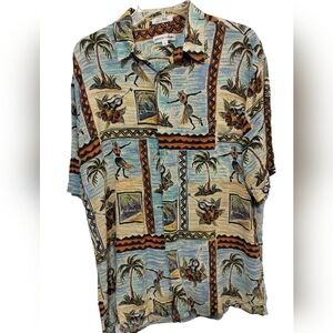 (M215) Vintage Pierre Cardin Men's Hawaiian Button down Shirt Size Large